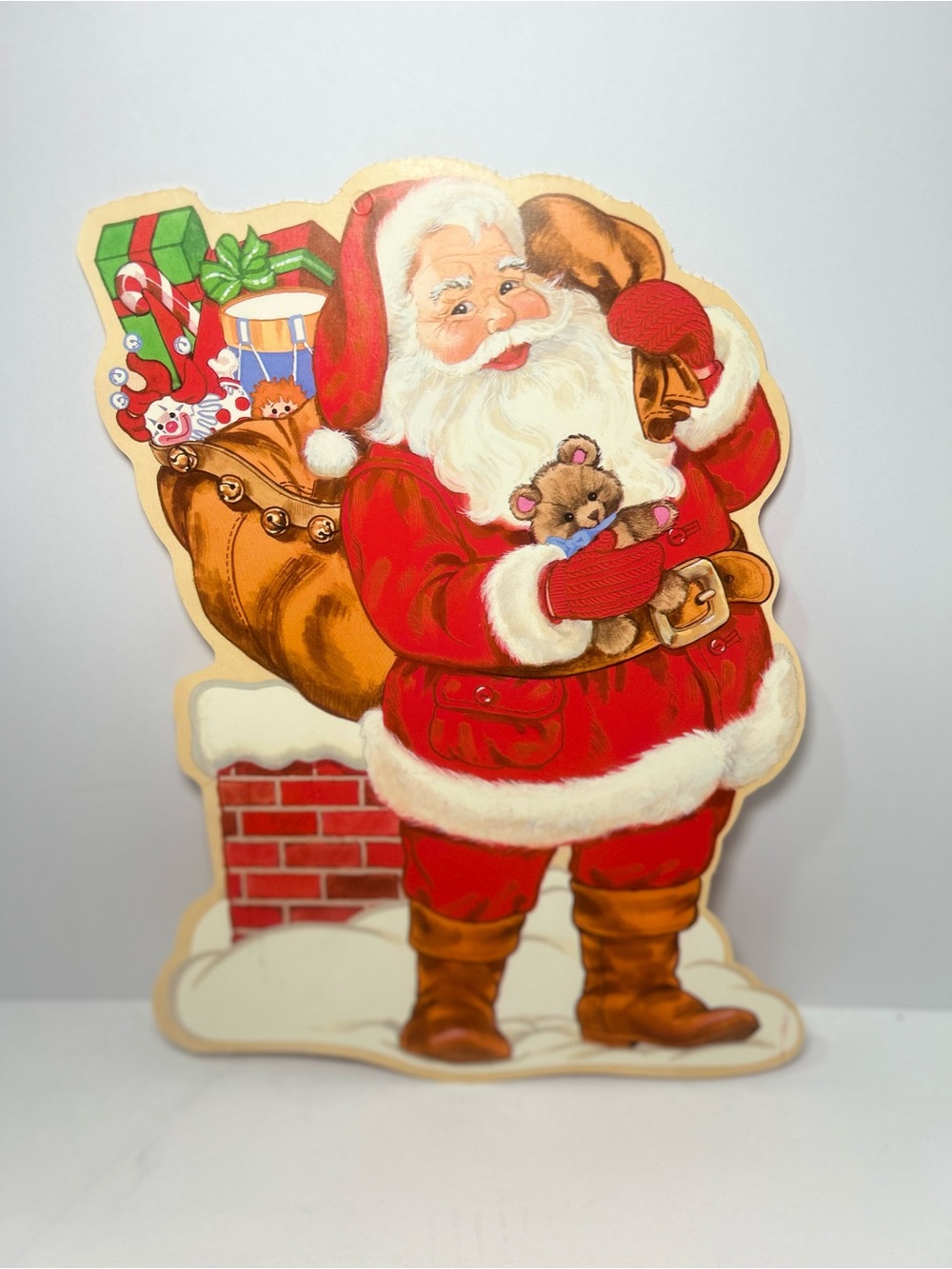 Vintage Christmas Santa Claus Cardboard Die Cut Out Wall Decor Eureka USA